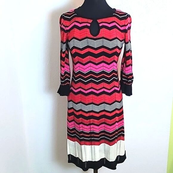 Sangria Multi-Colored Wavy Striped Sweater Dress, Size Medium, NWOT - Picture 1 of 8